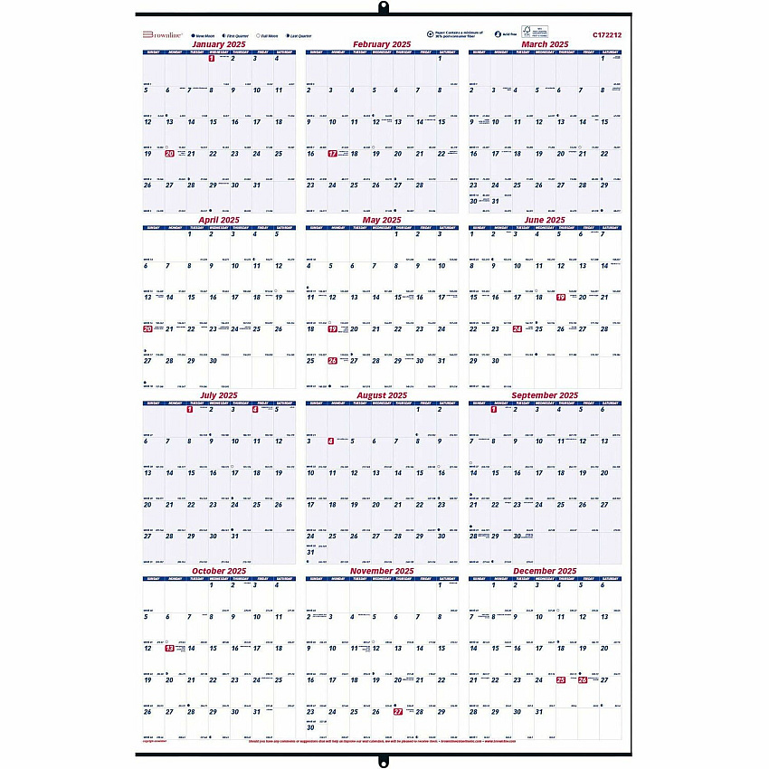 Rediform Heavyweight Yearly Wall Calendar (REDC172212)