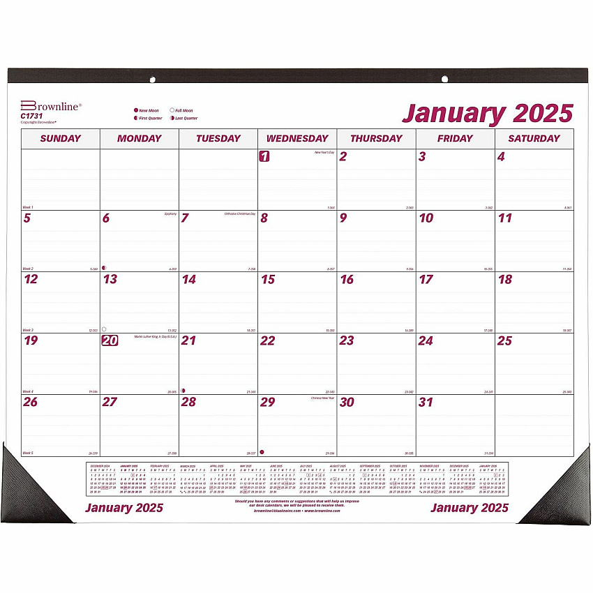 Brownline Professional Monthly Desk/Wall Calendar (C1731)