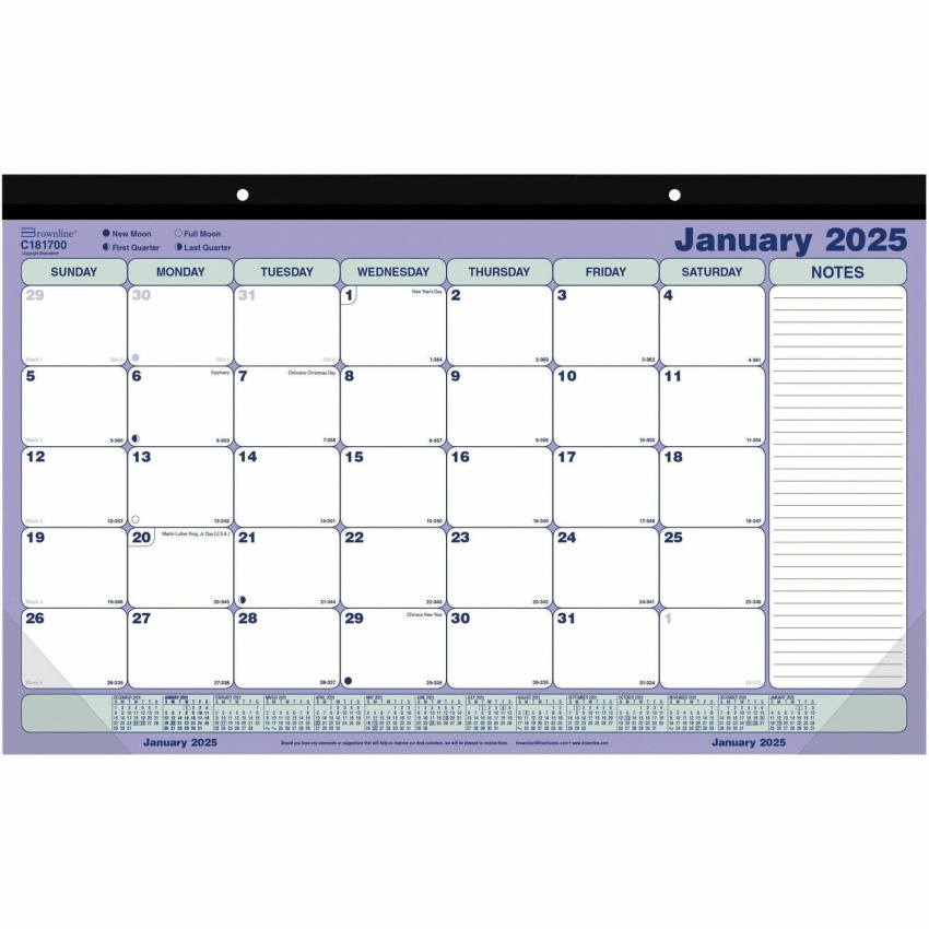 Blueline Monthly Desk Pad/Wall Calendar 17-3/4" x 10-7/8" , English (REDC181700)