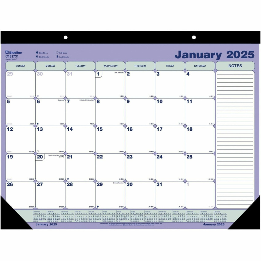 Blueline Monthly Desk Pad/Wall Calendar, 21-1/4" x 16" , English (REDC181731)