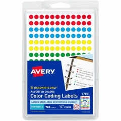 Avery Dot Stickers, 1/4" Diameter, Assorted, 760 Total (5795) (05795)