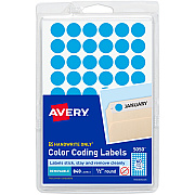 Avery Dot Stickers, 1/2" Diameter, Light Blue, 840 Total (5050) (AVE05050)