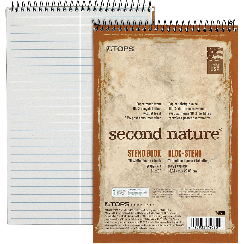 TOPS Second Nature Spiral Steno Notebook (TOP74690)