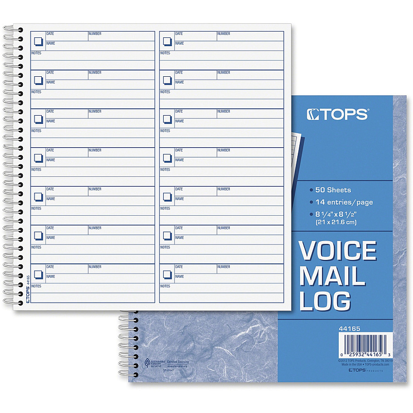 TOPS Voice Message Log Book (TOP44165)