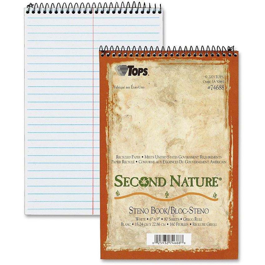 TOPS Second Nature Spiral Reporter/Steno Notebook (TOP74688)