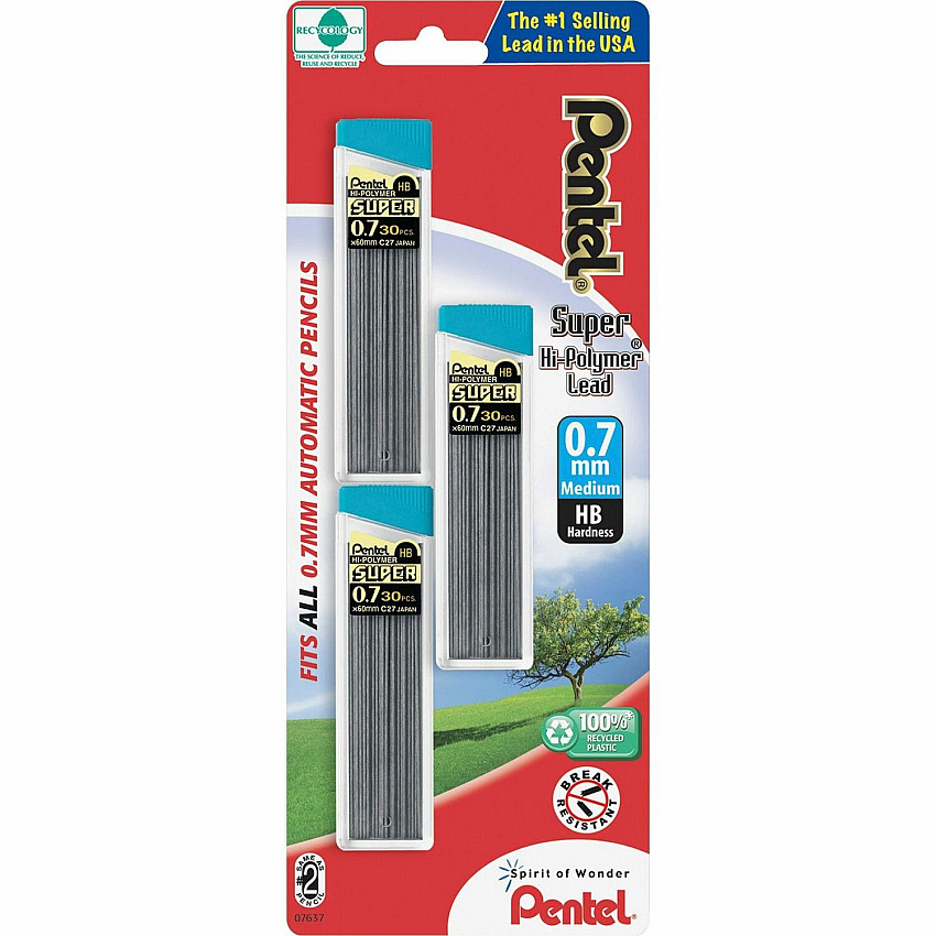 Pentel Super Hi-Polymer HB Lead Refill (PENC27BPHB3K6)