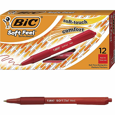 BIC SoftFeel Retractable Ball Pens (BICSCSM11RD)