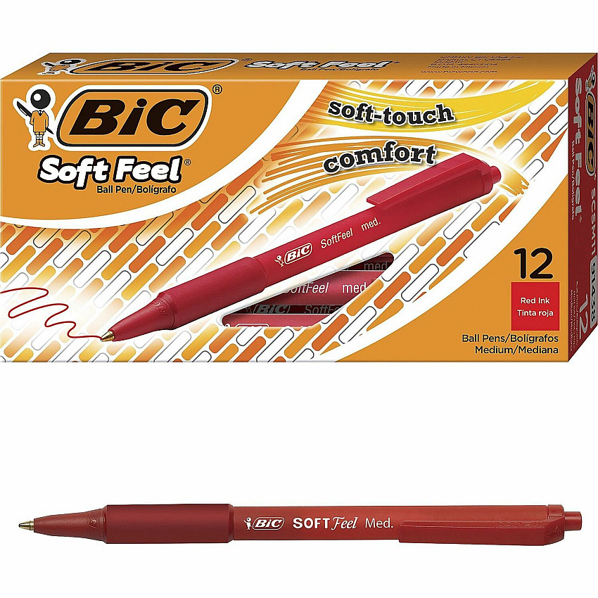 BIC SoftFeel Retractable Ball Pens (BICSCSM11RD)