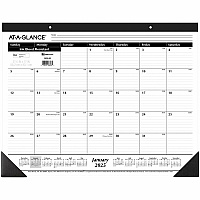 AT-A-GLANCE Ruled Desk Pad, 22 x 17, White Sheets, Black Binding, Black Corners, 12-Month (Jan to Dec): 2026 (SK2400)