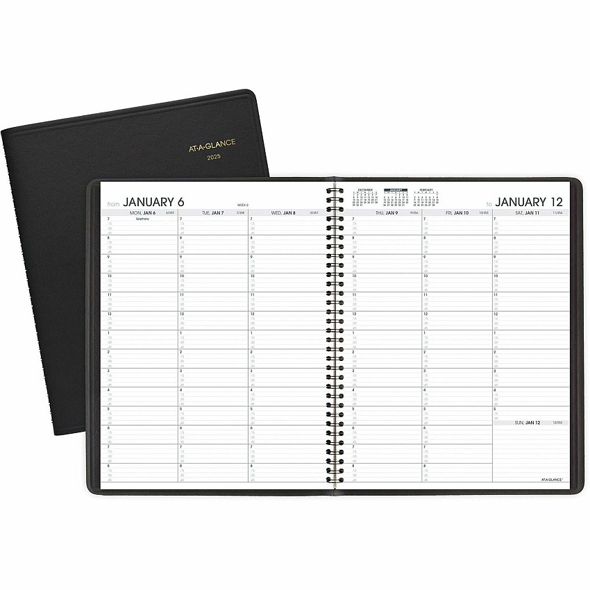 AT-A-GLANCE Weekly Appointment Book, 11 x 8.25, Black Cover, 13-Month: Jan 2026 to Jan 2027 (7095005)