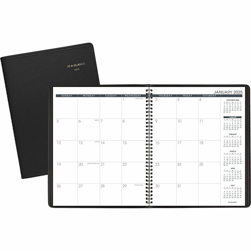 AT-A-GLANCE Monthly Planner, 11 x 9, Black Cover, 15-Month: Jan 2026 to Mar 2027 (7026005)