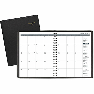 AT-A-GLANCE Monthly Planner, 8.75 x 7, Black Cover, 12-Month (Jan to Dec): 2026 (7012005)
