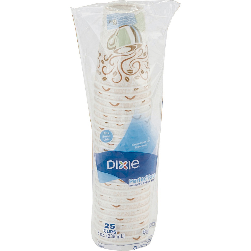 Dixie PerfecTouch 8 oz Insulated Paper Hot Coffee Cups by GP Pro (DXE5338DX)