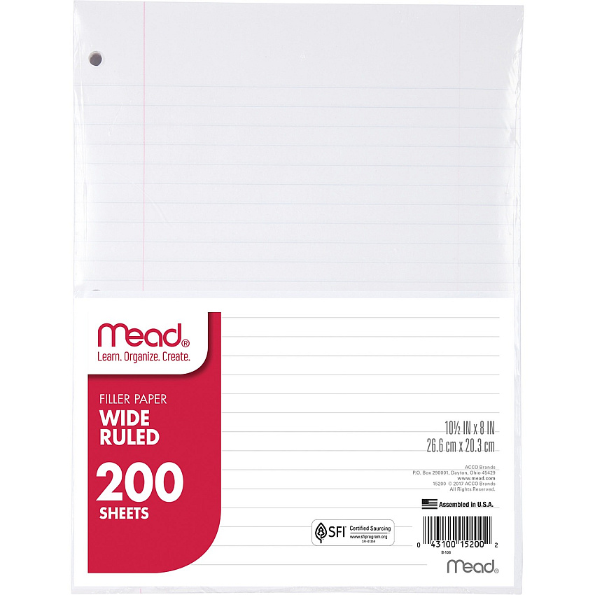 Mead 3-Hole Punched Wide-ruled Filler Paper (MEA15200)