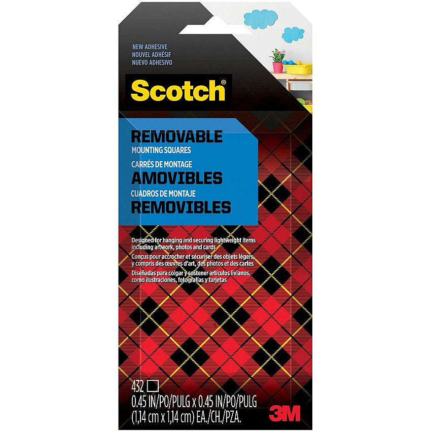 Scotch Removable Double-Sided Mounting Squares (MMM7225)