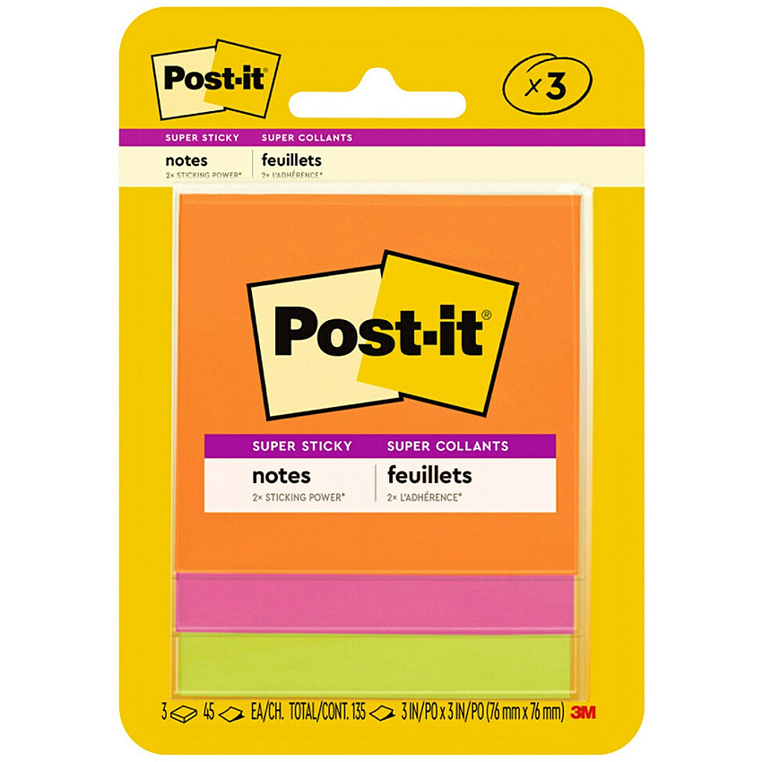 Post-it Super Sticky Note Pads - Energy Boost Color Collection (MMM3321SSAU)