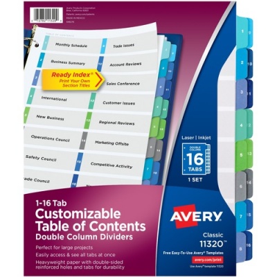 Avery Two-Column Table Contents Dividers w/Tabs (11320)