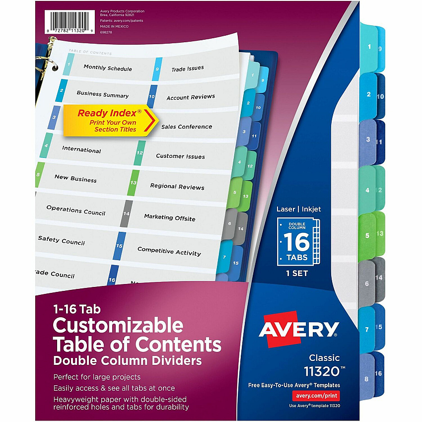 Avery Two-Column Table Contents Dividers w/Tabs (AVE11320)