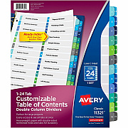 Avery Ready Index Double Column Table of Content Dividers, 24 tabs (AVE11321)