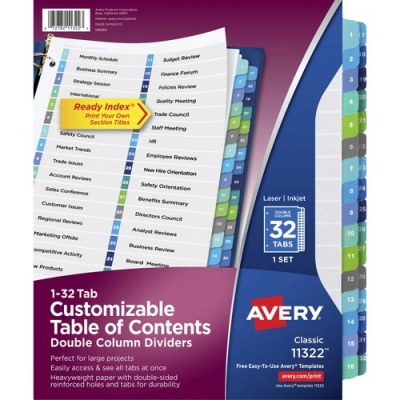 Avery Two-Column Table Contents Dividers w/Tabs (11322)