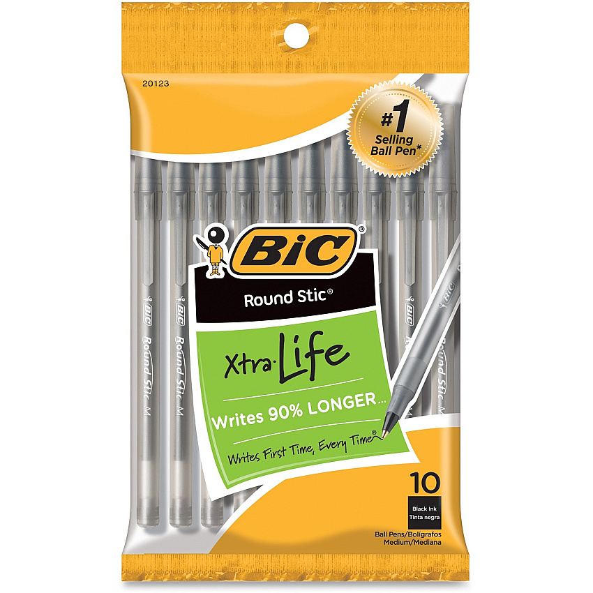 BIC Round Stic Ballpoint Pens (BICGSMP101BK)