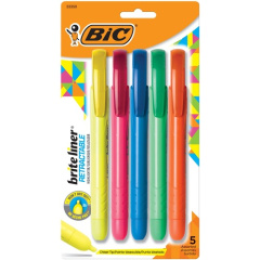 BIC Brite Liner Retractable Highlighter, Assorted, 5 Pack (BLRP51AST)