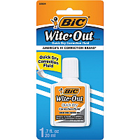 BIC Quick Dry Correction Fluid, White, 1 Pack (BICWOFQDP1WHI)