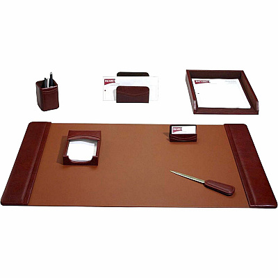 Dacasso Mocha Leather 7-Piece Desk Pad Kit (D3004)