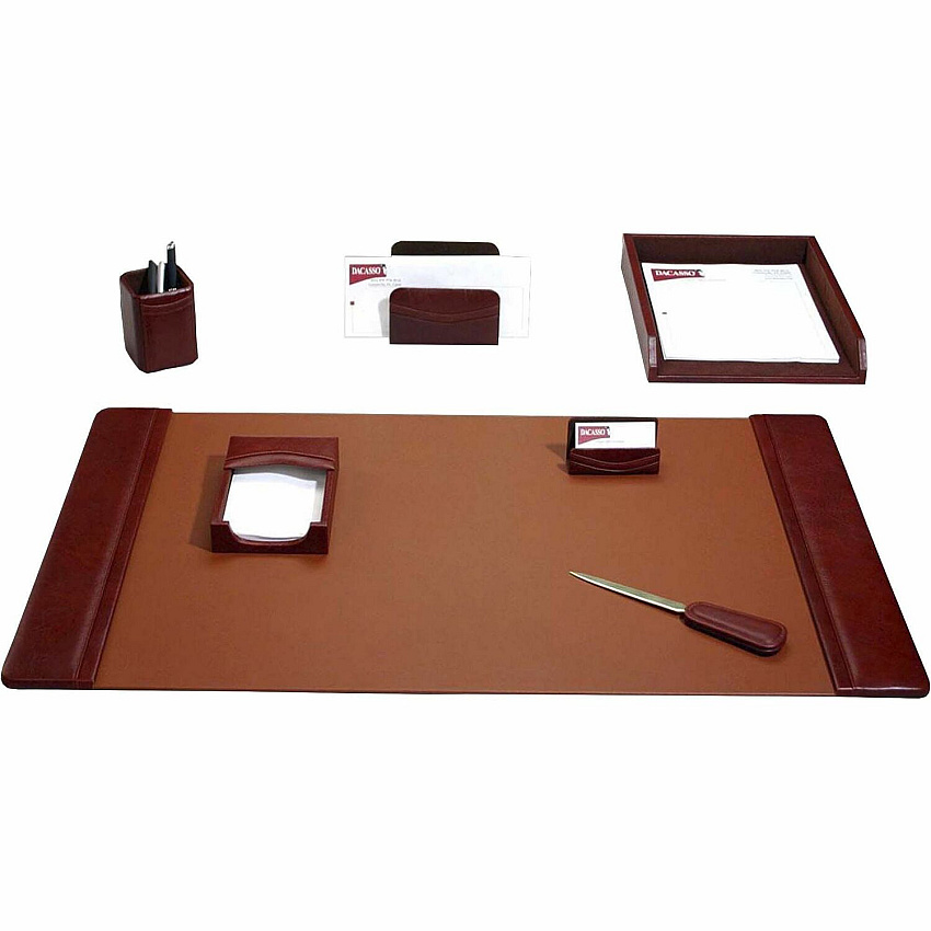 Dacasso Mocha Leather 7-Piece Desk Pad Kit (D3004)
