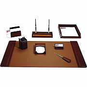 Dacasso Mocha Leather 8-Piece Desk Pad Kit (D3012)