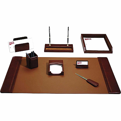 Dacasso Mocha Leather 8-Piece Desk Pad Kit (D3012)