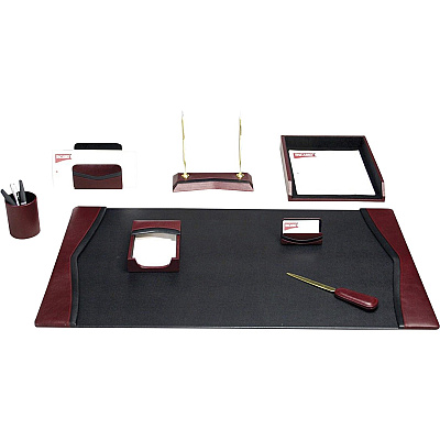 Dacasso Two-Toned Leather 8-Piece Desk Pad Kit (D7012)