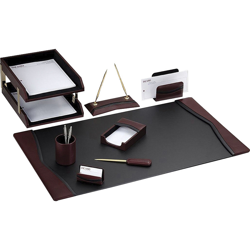 Dacasso Two-Toned Leather 10-Piece Desk Pad Kit (D7020)