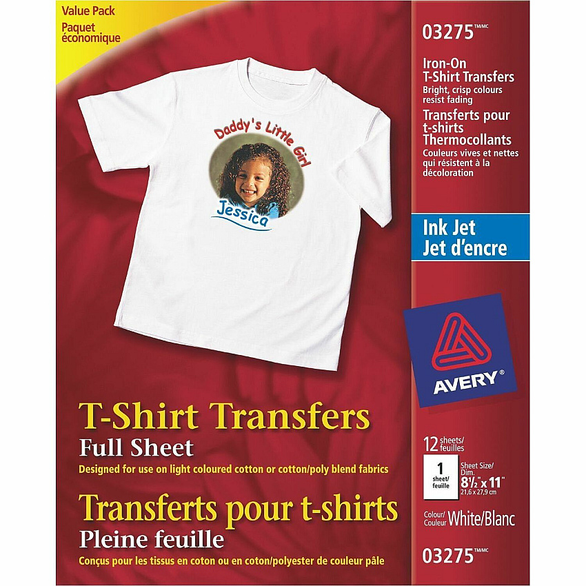 Avery T-Shirt Transfers for Inkjet Printers (AVE03275)
