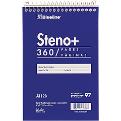 Blueline White Paper Wirebound Steno Pad (REDAT12B)