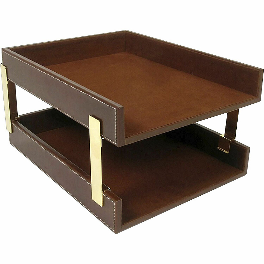 Dacasso Front Load Letter Tray With Gold Posts (A3220)