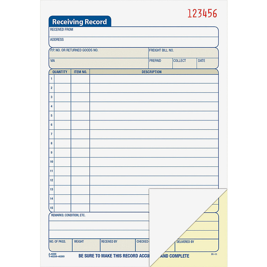 Adams Carbonless Receiving Record Book (ABFDC5089)