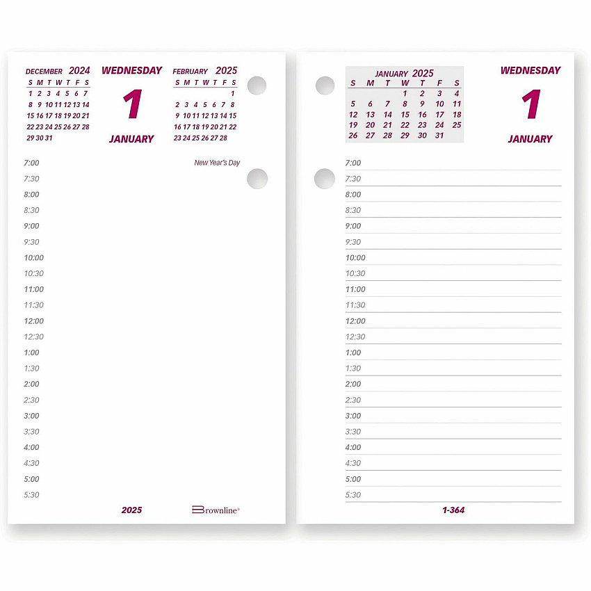 Brownline Daily Calendar Pad Refill, 6 x 3.5, White/Burgundy/Gray Sheets, 12-Month (Jan to Dec): 2026 (C2R)