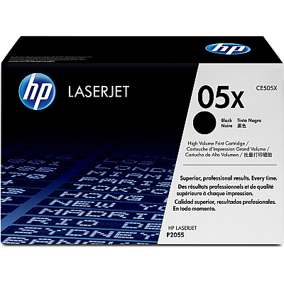 HP 05X (HEWCE505X) Original High Yield Laser Toner Cartridge - Single Pack - Black - 1 Each