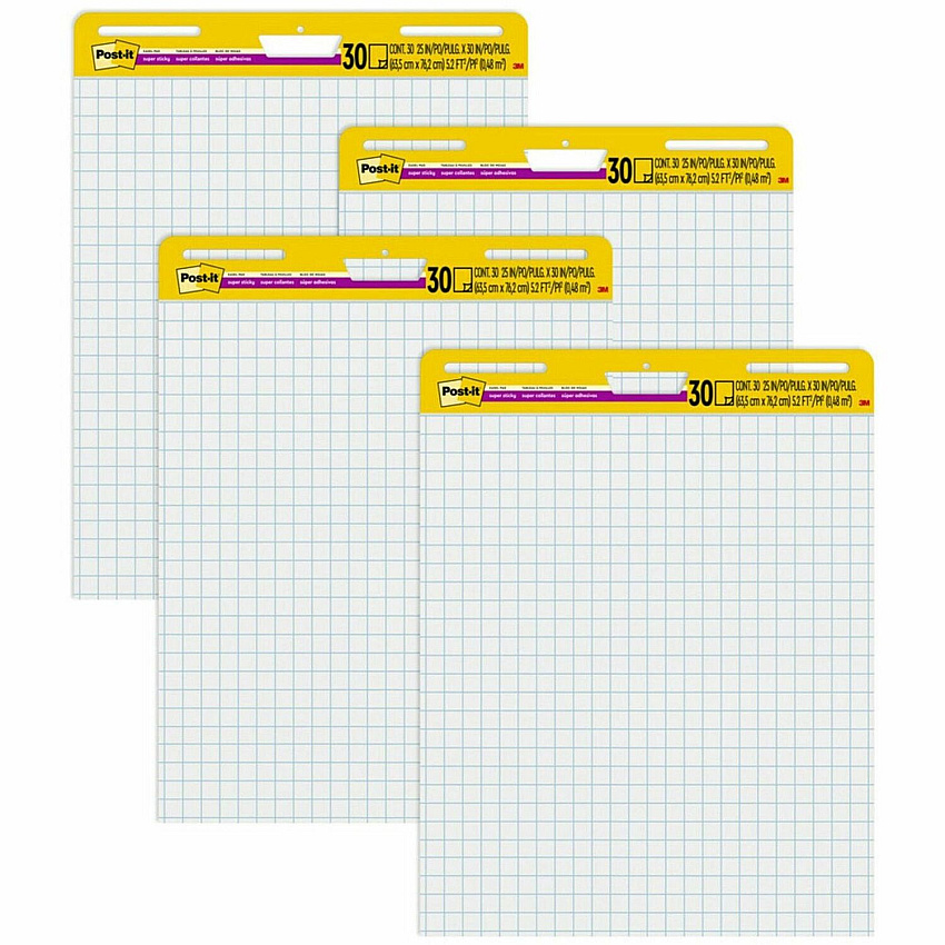 Post-it Self-Stick Easel Pad Value Pack with Faint Grid (MMM560VAD4PK)