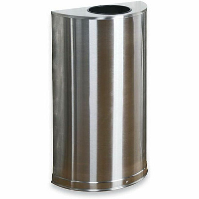 Rubbermaid Commercial 12 Gallon Half Round Steel Receptacle (RCPSO12SSSPL)