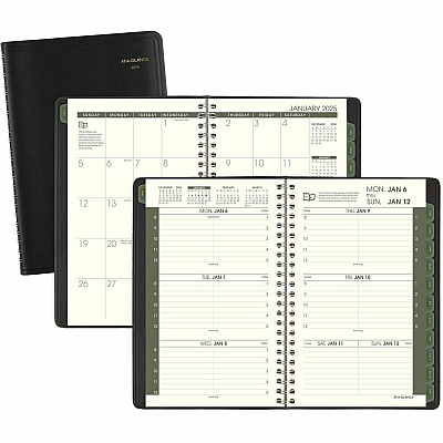 AT-A-GLANCE Recycled Weekly Block Format Appointment Book, 8.5 x 5.5, Black Cover, 12-Month (Jan to Dec): 2026 (70100G05)
