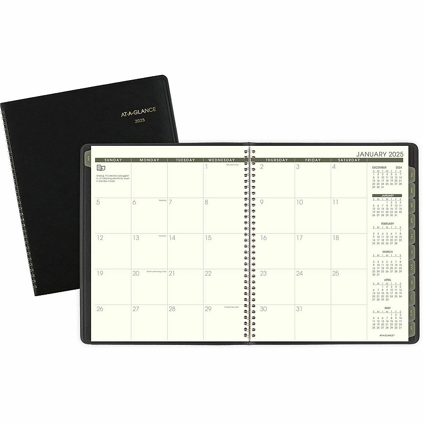 AT-A-GLANCE Recycled Monthly Planner, 11 x 9, Black Cover, 13-Month: Jan 2026 to Jan 2027 (70260G05)