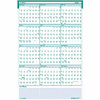 House of Doolittle Express Track Recycled Reversible/Erasable Yearly Wall Calendar, 24 x 37, White/Teal Sheets, 12-Month (Jan to Dec): 2026 (392)