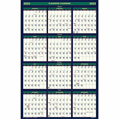 House of Doolittle Four Season Erasable Business/Academic Recycled Wall Calendar, 24 x 37, 12-Month(July-June): 2025-26, 12-Month(Jan-Dec): 2026 (391)