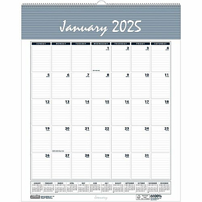 House of Doolittle Bar Harbor Recycled Wirebound Monthly Wall Calendar, 15.5 x 22, White/Blue/Gray Sheets, 12-Month (Jan-Dec): 2026 (333)