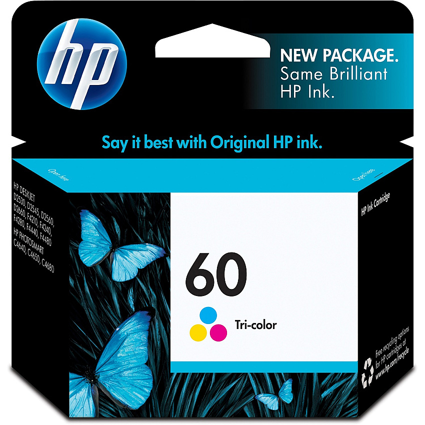 HP 60 (HEWCC643WN) Original Inkjet Ink Cartridge - Cyan, Magenta, Yellow - 1 Each