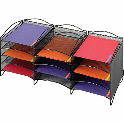 Safco 12-Compartment Mesh Desktop Organizer (SAF9430BL)