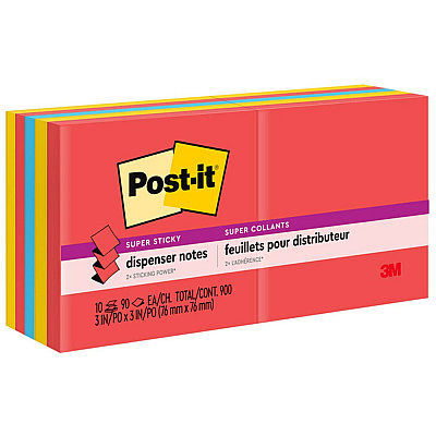 Post-it Super Sticky Dispenser Notes - Playful Primaries Color Collection (MMMR33010SSAN)