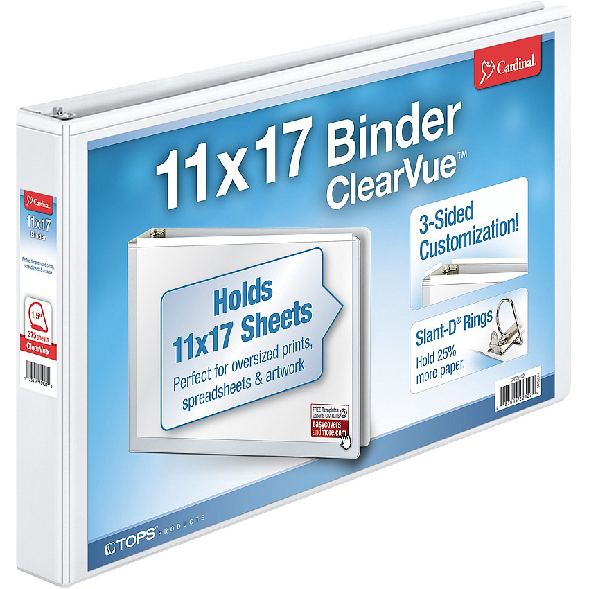 Cardinal ClearVue Overlay Tabloid D-Ring Binders (CRD22122)